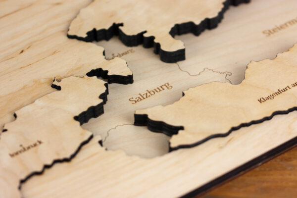Drewniana Mapa Austrii Puzzle drewniana dekoracja polski producent drewnianych map puzzle i map edukacyjnych mapa Wiednia