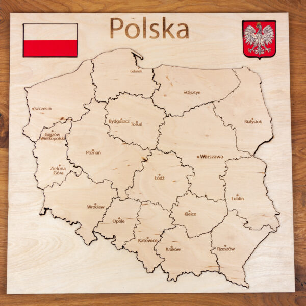 Drewniana Mapa Polski Puzzle drewniana dekoracja polski producent drewnianych map puzzle i map edukacyjnych drewniana mapa polski