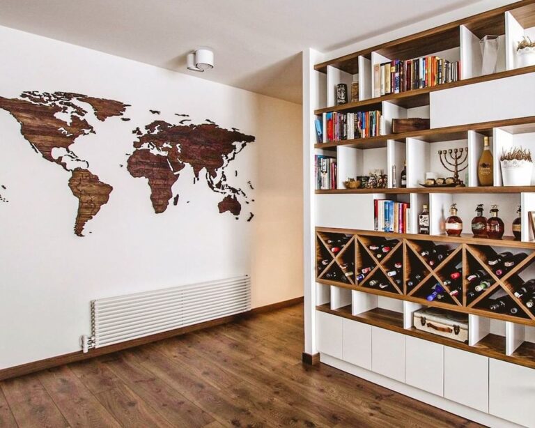drewniana mapa na ścianę, drewniane dekoracje, mapa z drewna